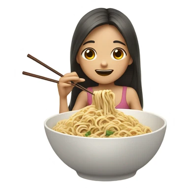Girl eating noodles sticker