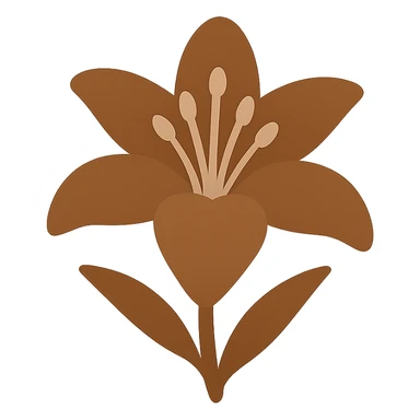 a brown lily flower, minimal flat icon, modern style sticker