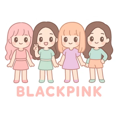 Blackpink K-pop girl group four members cute and playful sticker