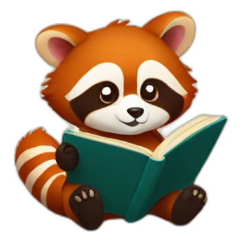 A red panda reading a book sticker