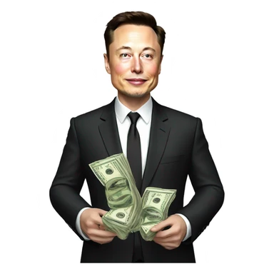 Elon musk with money  sticker