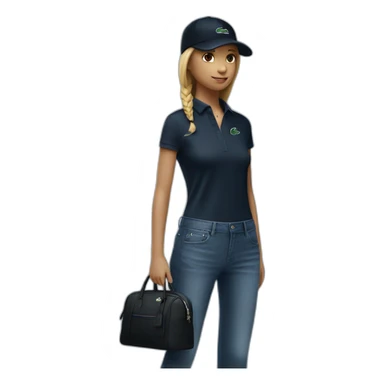 Lacoste bag girl with black lacoste cap sticker
