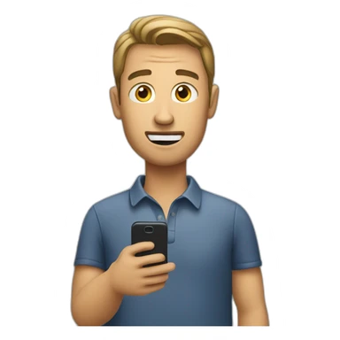 A man talks to his mobile phone sideways sticker