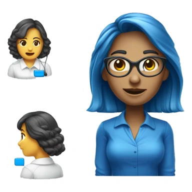 Você é um atendente de telemarketing crie uma emoji com uma blusa AZUL e um fone de telemarketing, cabelo escuro e pele branca sticker