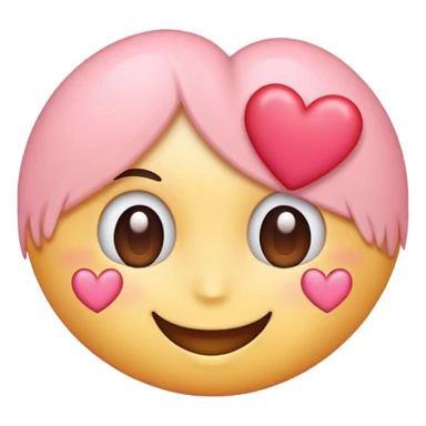 emoji face smiling with blush and a heart sticker