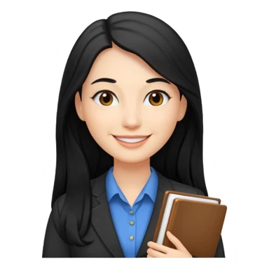 Women, professionals, teachers, black long hair sticker