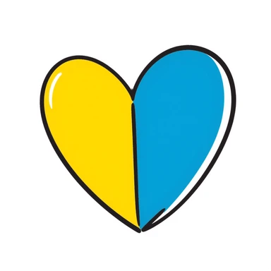cute heart colored yellow and blue sticker