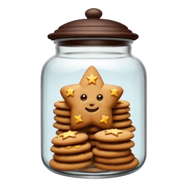 Realistic glass cookie jar with dark brown lid full of stars ginger cookies sticker