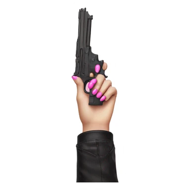 White Girl hand pink nails holding pink gun sticker