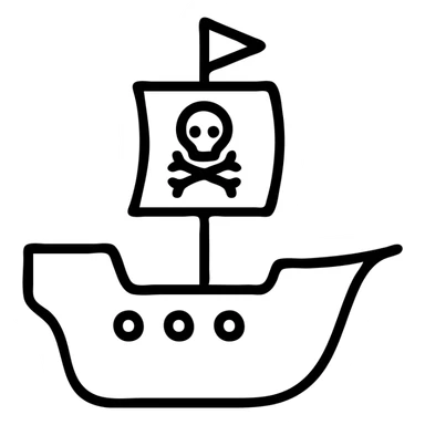 pirate ship, side view, clean design, icon style sticker