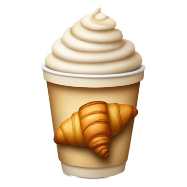 Disposable cup with cappuccino and croissant sticker