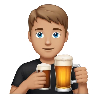 white guy light brown hair blue eyes wearing black holding beer sticker