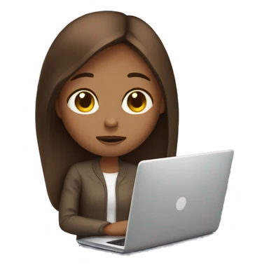 Exhausted brown straight hair girl with laptop  sticker