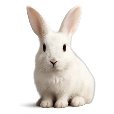Make the rabbit more realistic with no background, photorealistic style. sticker