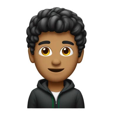 hombre joven moreno, de chile, con poleron deportivo color petroleo. Pelo corto negro.  sticker