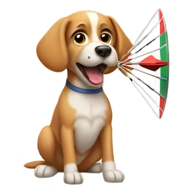 Dog playing darts sticker