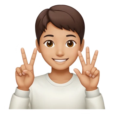 smiling with korean heart fingers sticker