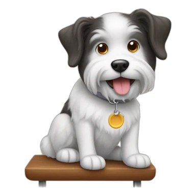 bench dog with coffee and with upright ears sticker