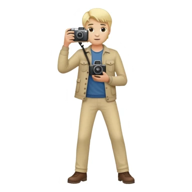 blond full body man with camera standing sticker