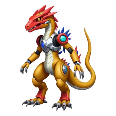 Furry maned Cool Edgy Futuristic shiny colorful cyborg-Digimon-Fakemon-Guilmon-Velociraptor-Mecha full body  sticker