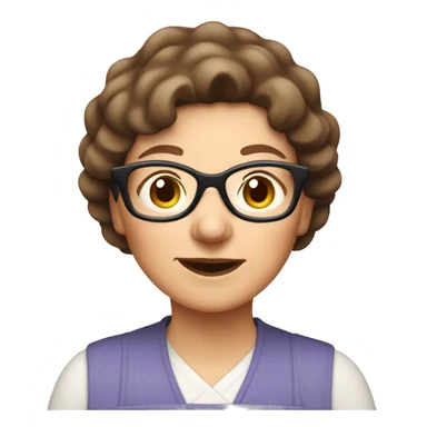 Grandma with brown hair and glasses baking cookies sticker
