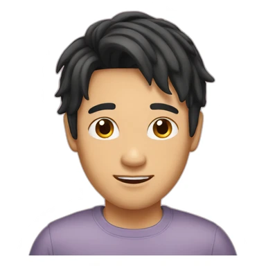 asian male with curtains haircut black hair sticker