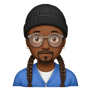man with braids glasses beanie and goatee sticker