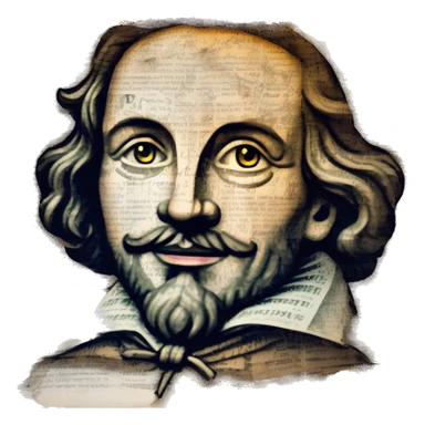 Glowing Shakespeare made of newspaper and 420 hemp leaves and bokeh fairy lights lanterns stained glass, bokeh, annotated sketch, handwritten letters, collage of intricate patterns, lantern sticker