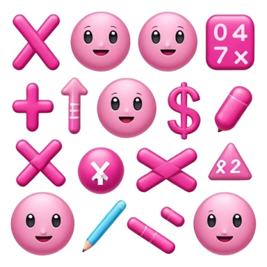 pink math symbols - addition, subtraction, multiplication, division sticker