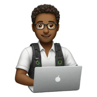 beautiful developer with laptop sticker