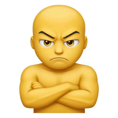 the yellow angry face emoji with arms crossed over each other in front sticker