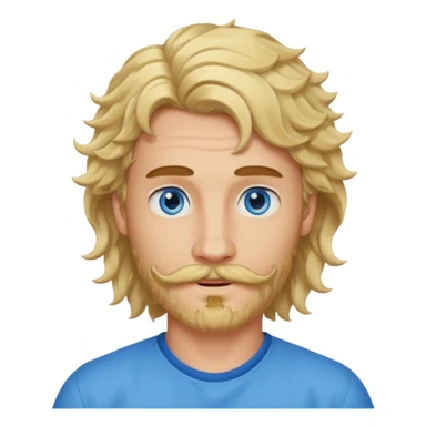 cute blonde guy with a longer curly mullet and a dark beard with moustache sticker