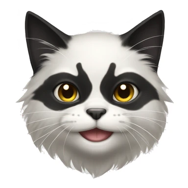 Black white cat long hair looking like Batman sticker