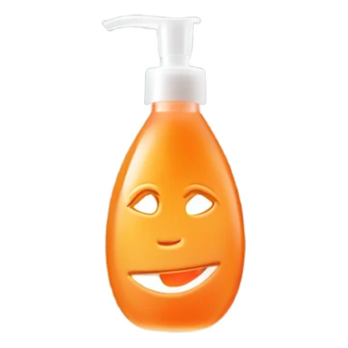 orange face wash in glass pump bottle, no face, no fruit  sticker