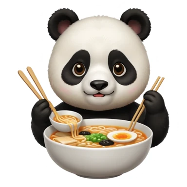 cute hungry panda eating ramen  sticker