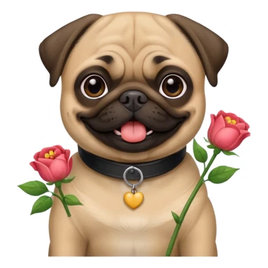 pugdog holding flowers sticker