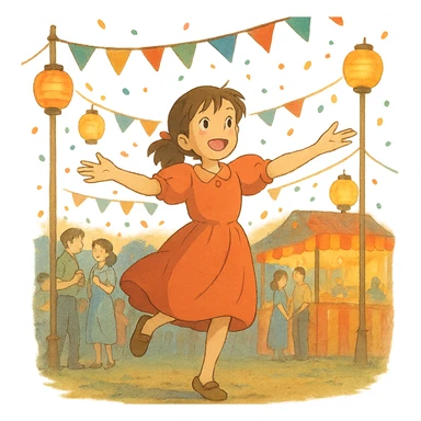 ghibli style festive mood sticker
