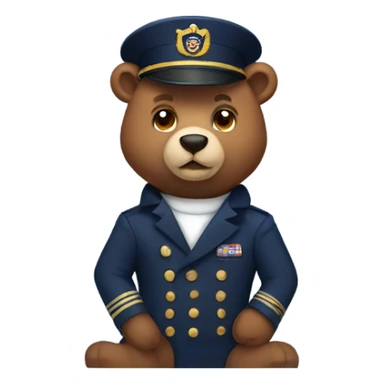 Brown bear wearing navy captain hat sticker