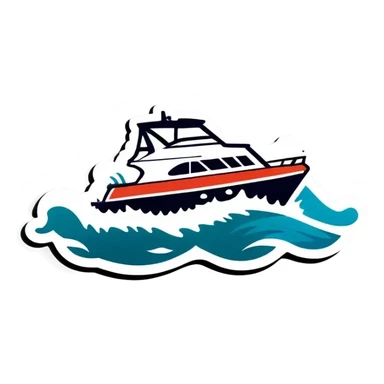 recreational boat in waves sticker