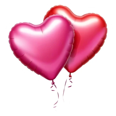 Realistic metallic pink and red heart balloons sticker