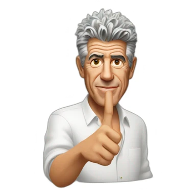 Anthony Bourdain giving middle finger sticker