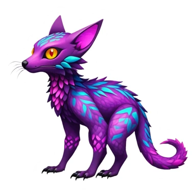 Exotic vibrant lush neon-colored Fakémon-Trico-creature (full body) sticker