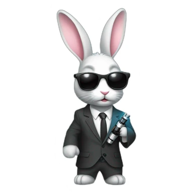 Rabbit with suit and sunglasses and  lightsaber light on completely sticker