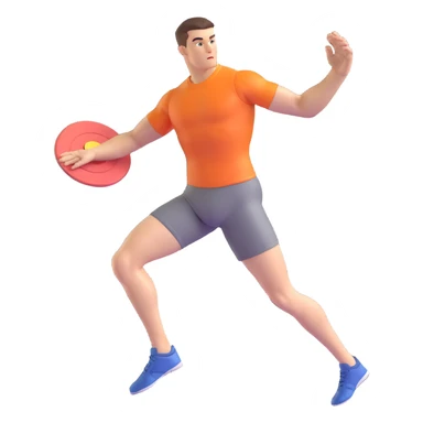 discus throw athlete, releasing discus, motion blur, determined sticker