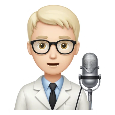 weird computer scientist programming with his words only, speaking to microphon sticker