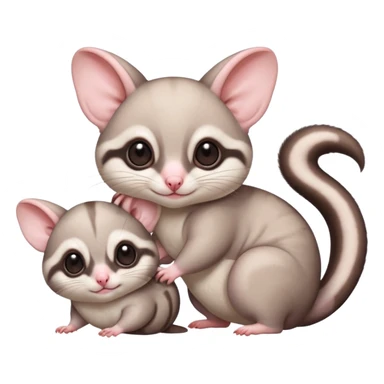 Fat and cute Japanese sugar glider  white. A mom anda a baby one very fat and cute sticker