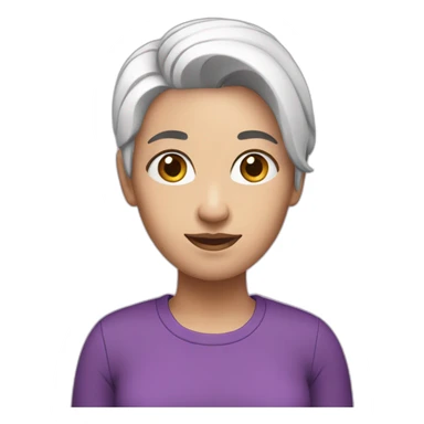 A woman with pink and white hair wearing a purple shirt and black pants sticker