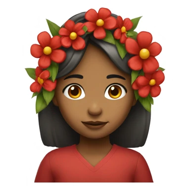 una niña con flores rojas sticker