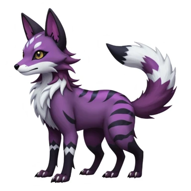 Kawaii dark black purplish blackish edgy fantasy ethereal feline-vernid-sergal-monster-furret-Lycanroc-umbreon-fursona animal creature full body with intricate markings  sticker