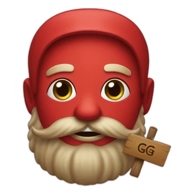 Red Cathulu with a beard holding a sign saying GG sticker
